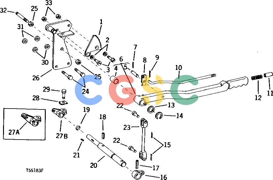 约翰迪尔零件查询310 - BACKHOE, LOADER PARKING BRAKE LEVER AND LINKAGE [01E22]EPC John Deere online