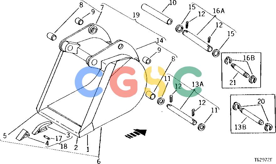 约翰迪尔零件查询9400 - BACKHOE STANDARD BUCKETS (WITH CURVED PIVOT PLATES) [A17]EPC John Deere online