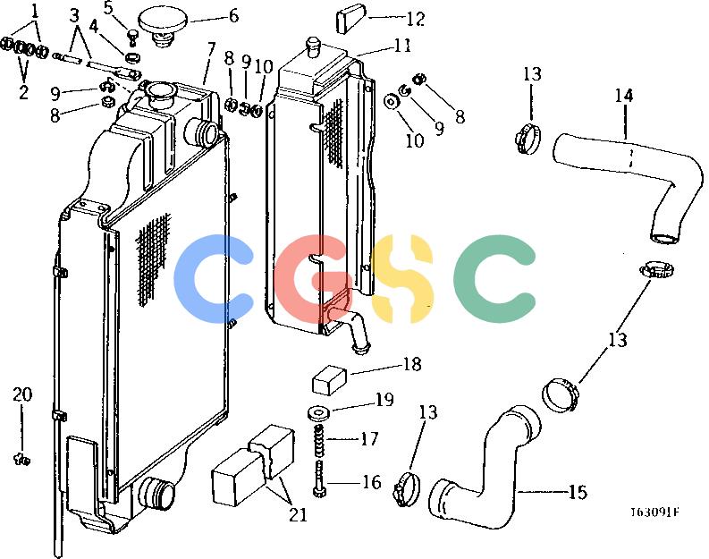 约翰迪尔零件查询300B - BACKHOE, LOADER RADIATOR (WITH OIL COOLER) [01C19]EPC John Deere online