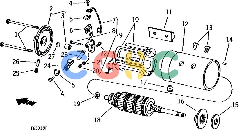 约翰迪尔零件查询410 - BACKHOE, LOADER STARTING MOTOR COIL ASSEMBLY, HOUSING AND ARMATURE (DELCO-REMY NOS. 1107863 AND 1107871) (DIESEL) [0EPC John Deere online