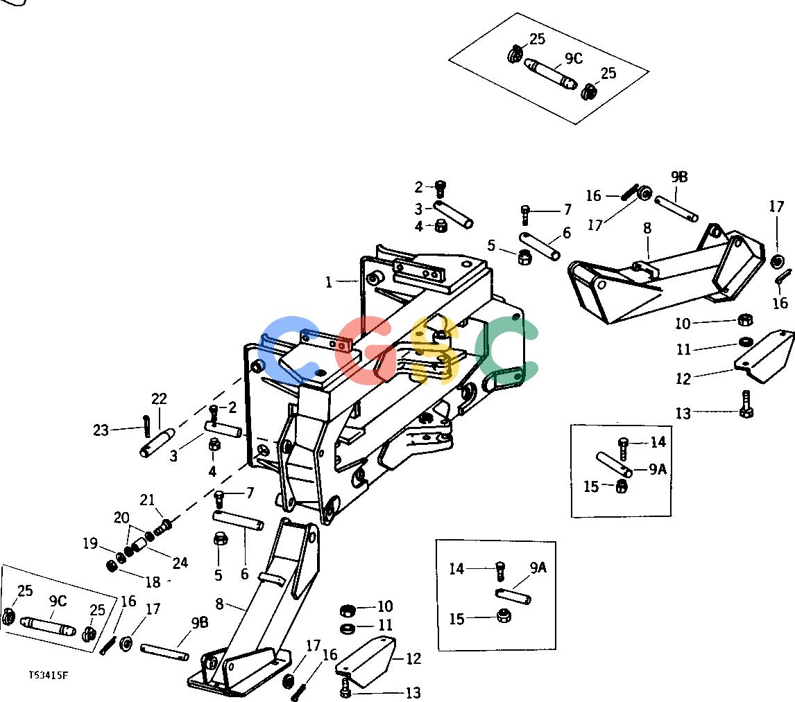 约翰迪尔零件查询9250 - BACKHOE MAIN FRAME AND STABILIZER (JD350-B, JD450-B) [A11]EPC John Deere online
