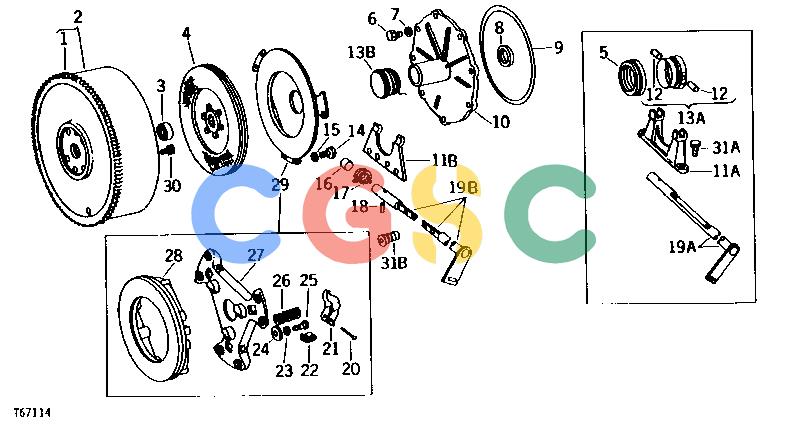 约翰迪尔零件查询410 - BACKHOE, LOADER CLUTCH DISCONNECT AND FLYWHEEL [01E24]EPC John Deere online