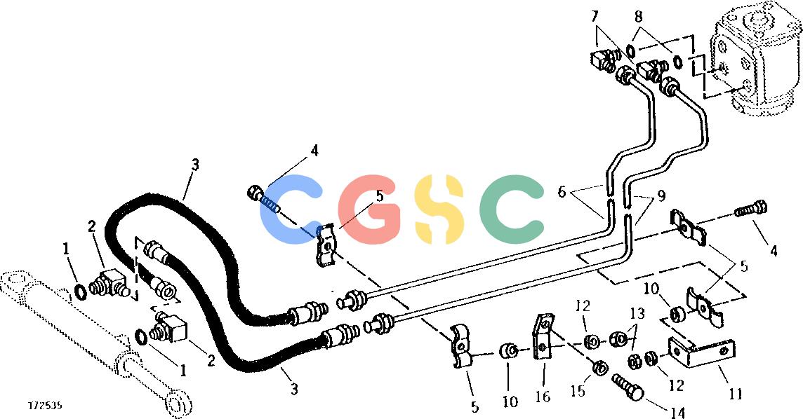 约翰迪尔零件查询410 - BACKHOE, LOADER POWER STEERING CYLINDER HYDRAULICS (SERIAL NO. 343923- ) [01G23]EPC John Deere online