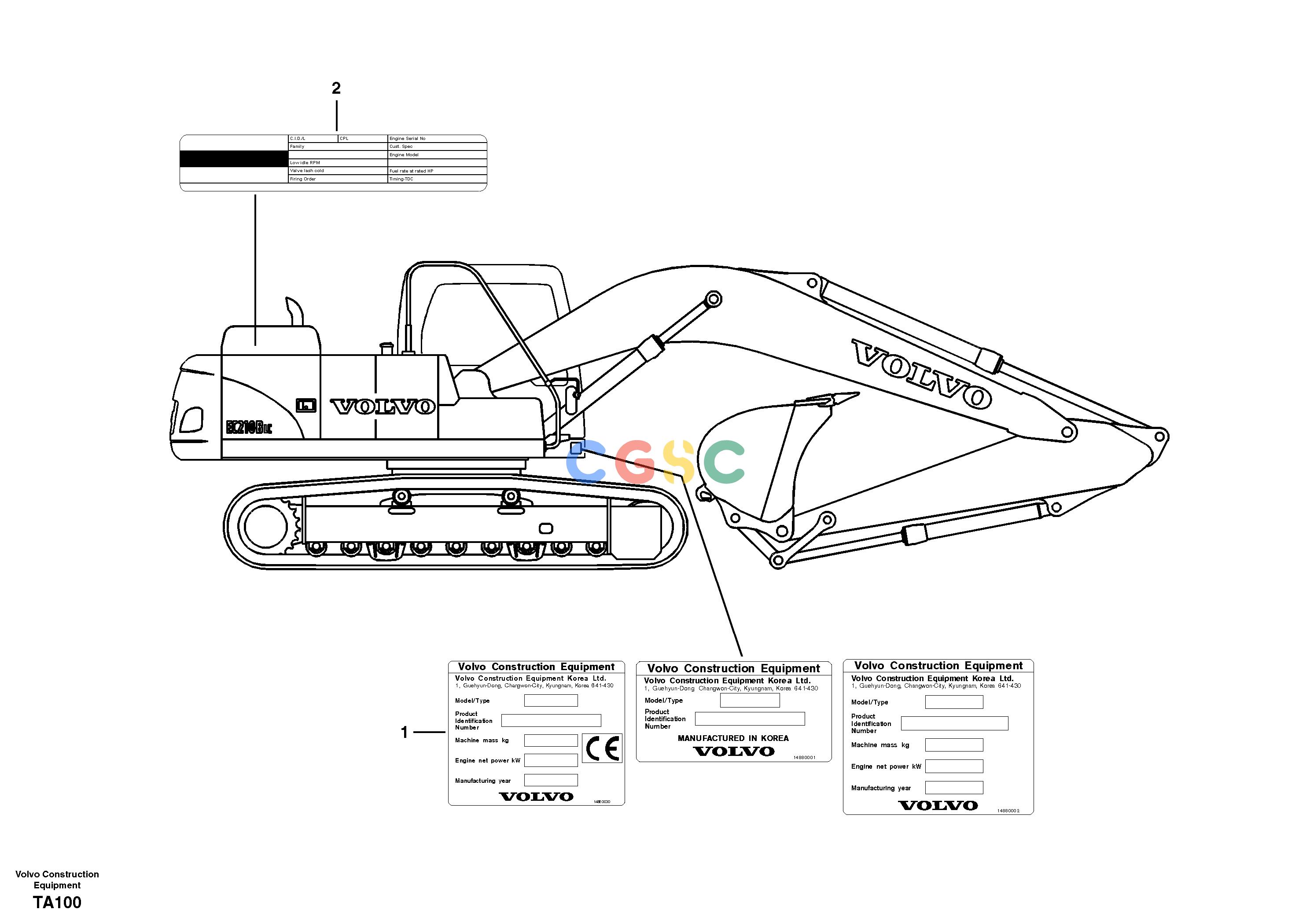 沃尔沃零件查询EC210B Product identification plateNone NoneNoneNoneAutodata Volvo online