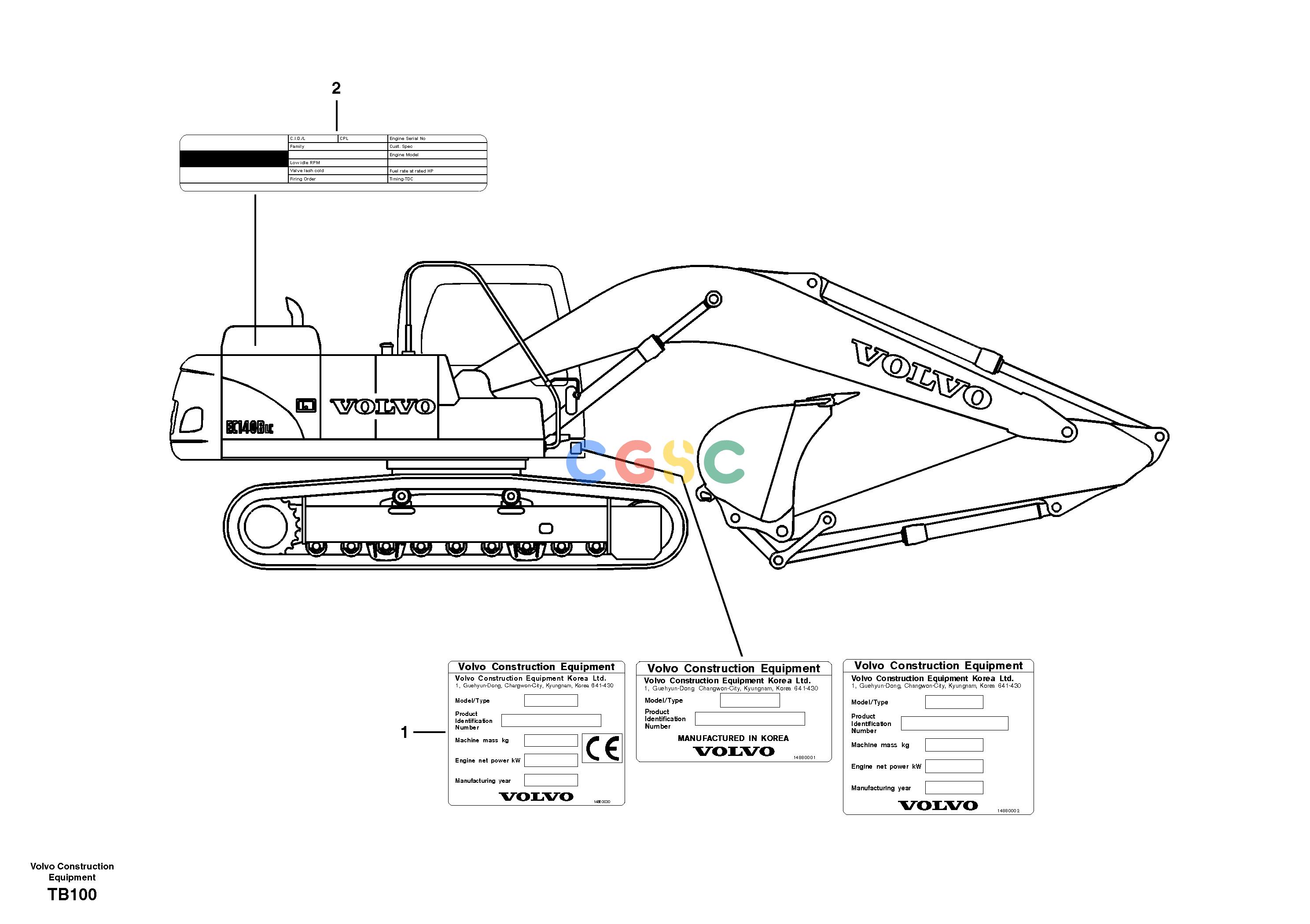 沃尔沃零件查询EC140B Product identification platePRIME S/N 15001-, 30001-30121, 40001- NoneNoneNoneAutodata Volvo online