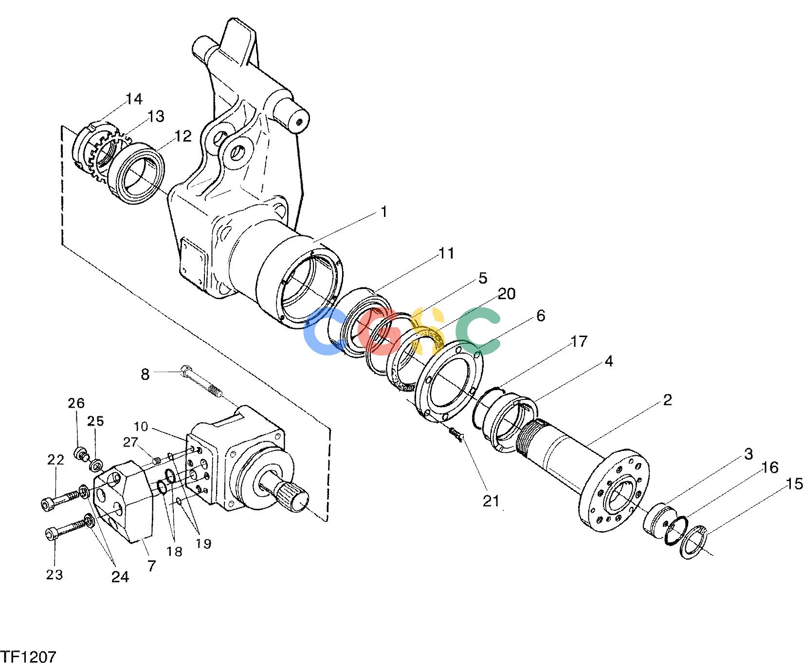 约翰迪尔零件查询746C ATT - ATTACHMENTS ENGINE WHEEL ARM, DANFOSS 630CC F048249 11 4.A TF1207 [TF1207]EPC John Deere online