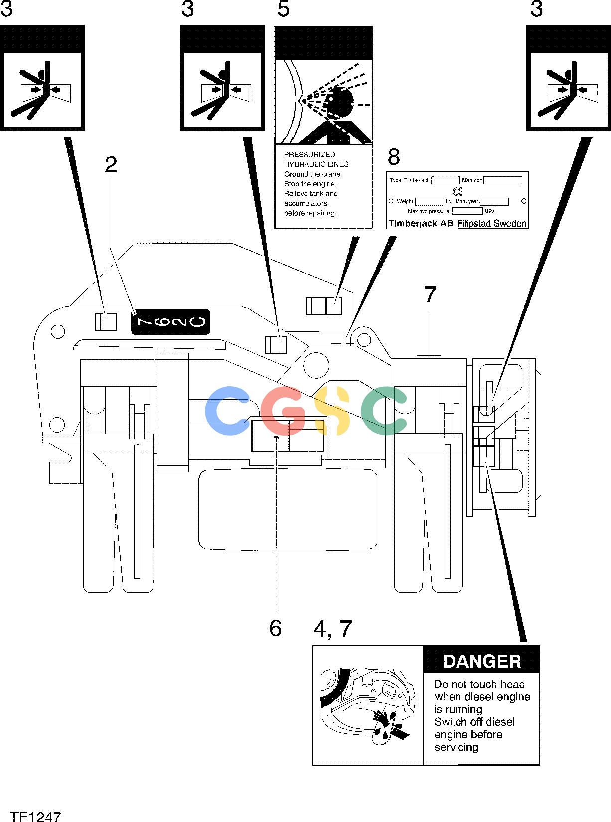 约翰迪尔零件查询762C ATT - ATTACHMENTS ENGINE DECAL KIT F048250 11 70 TF1247 [TF1247]EPC John Deere online