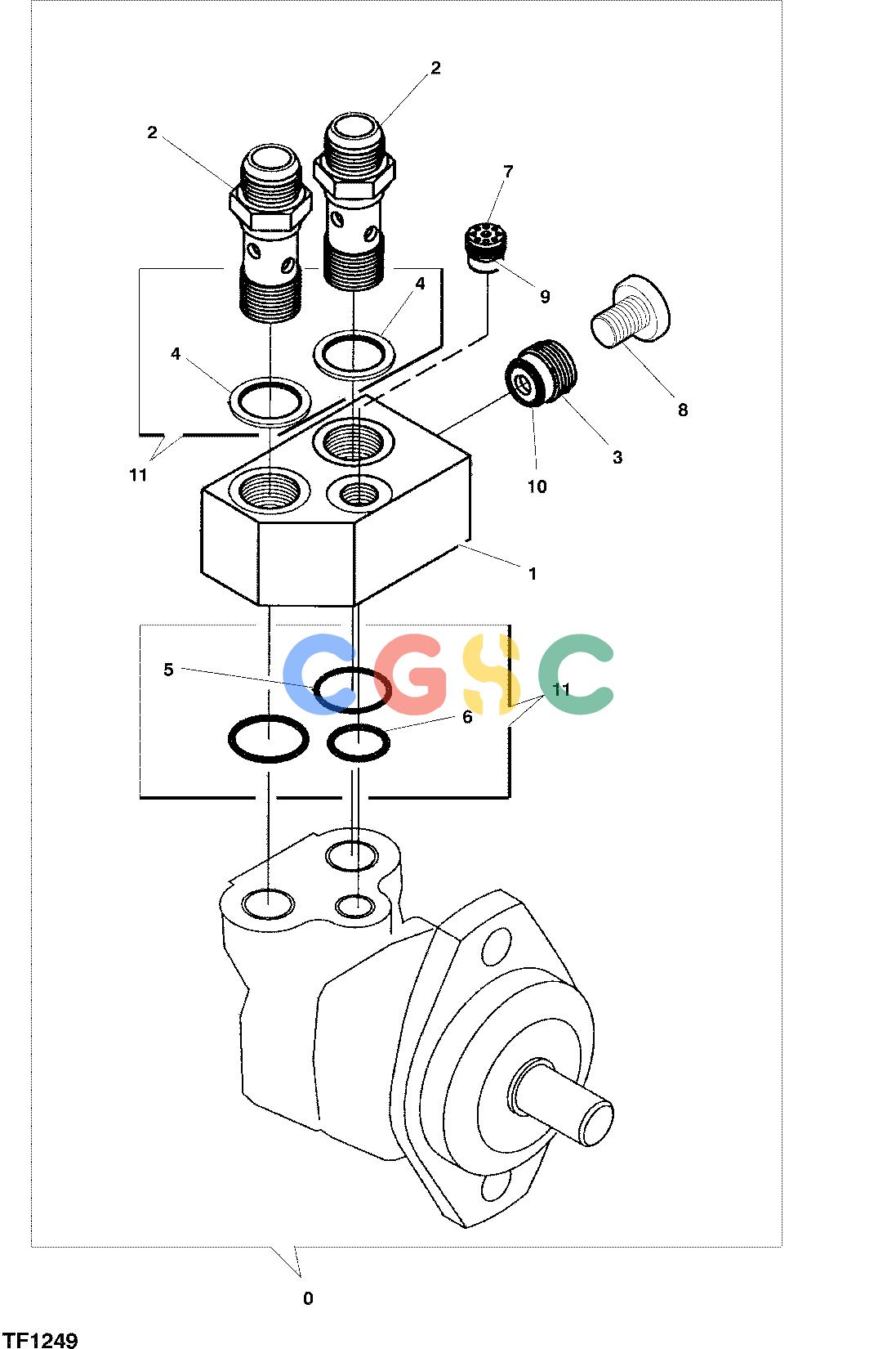 约翰迪尔零件查询762C ATT - ATTACHMENTS ENGINE BLOCK, SAW VALVE F048250 11 68 TF1249 [TF1249]EPC John Deere online