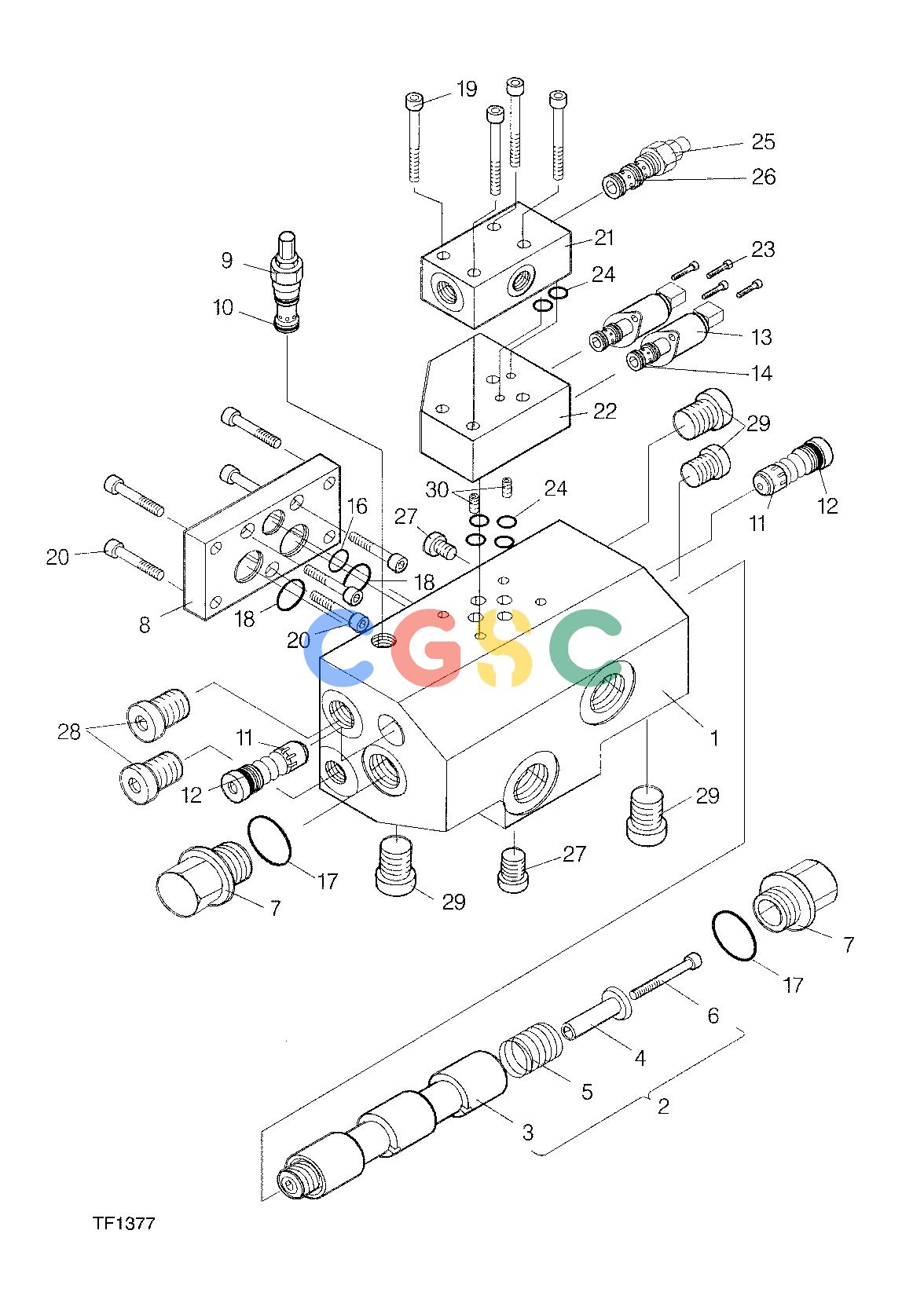 约翰迪尔零件查询758 HD - ATTACHMENTS ENGINE BLOCK, FEED MOTOR F059285 11 64 TF1377-1 [TF1377-1]EPC John Deere online
