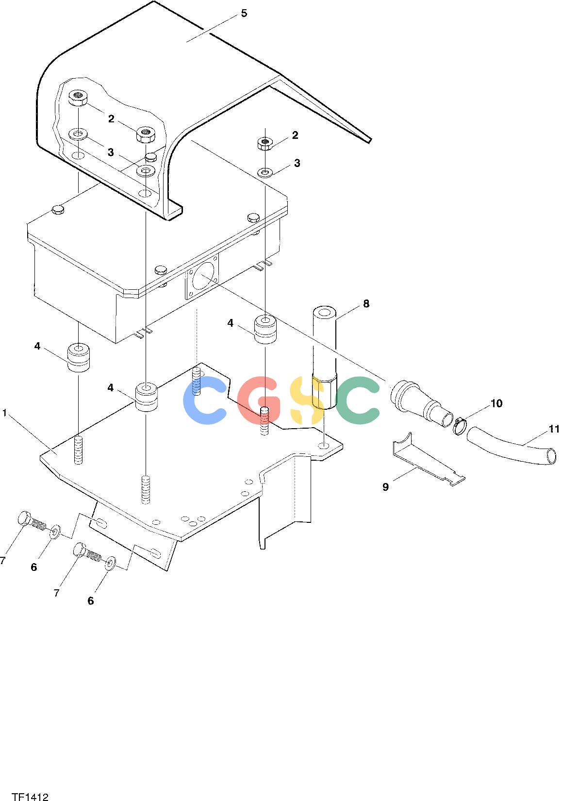 约翰迪尔零件查询762C ATT - ATTACHMENTS ENGINE ELECTRICAL BOX MOUNTING, DAPT 513 F048250 11 44.1 TF1412 [TF1412]EPC John Deere online