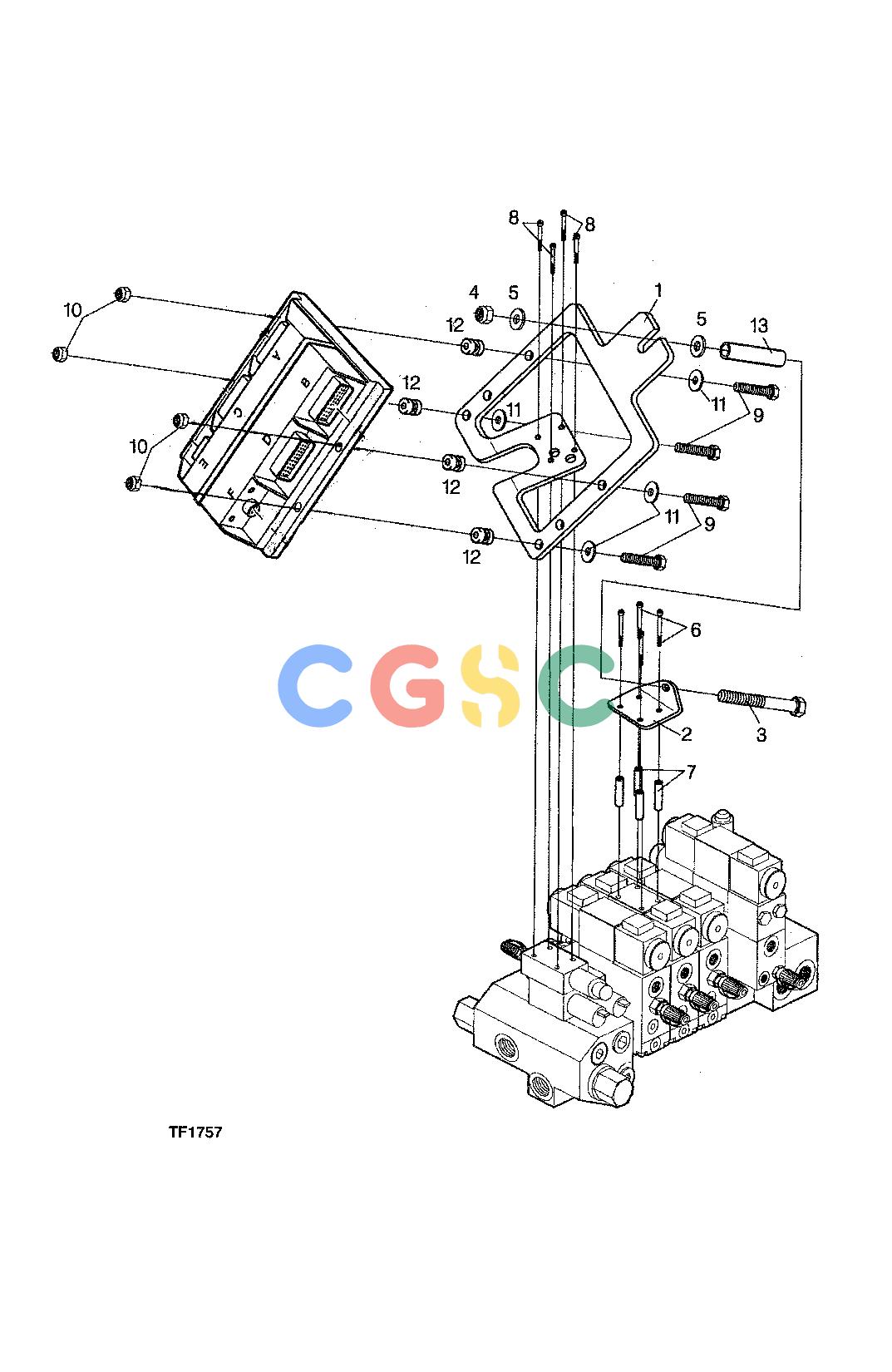 约翰迪尔零件查询758 HD - ATTACHMENTS ENGINE ELECTRICAL BOX MOUNTING F059285 11 40 TF1757 [TF1757]EPC John Deere online