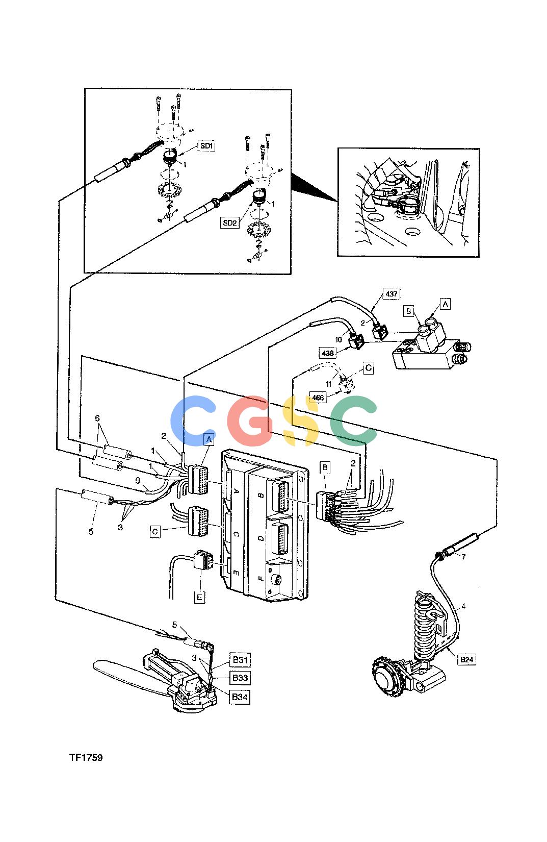 约翰迪尔零件查询758 HD - ATTACHMENTS ENGINE ELECTRICAL SYSTEM, TIMBERJACK 3000 F059285 11 44 TF1759-1 [TF1759-1]EPC John Deere online