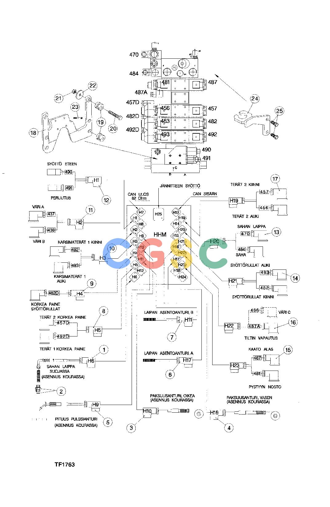 约翰迪尔零件查询758 HD - ATTACHMENTS ENGINE ELECTRICAL MOUNTING F059285 11 38 TF1763 [TF1763]EPC John Deere online