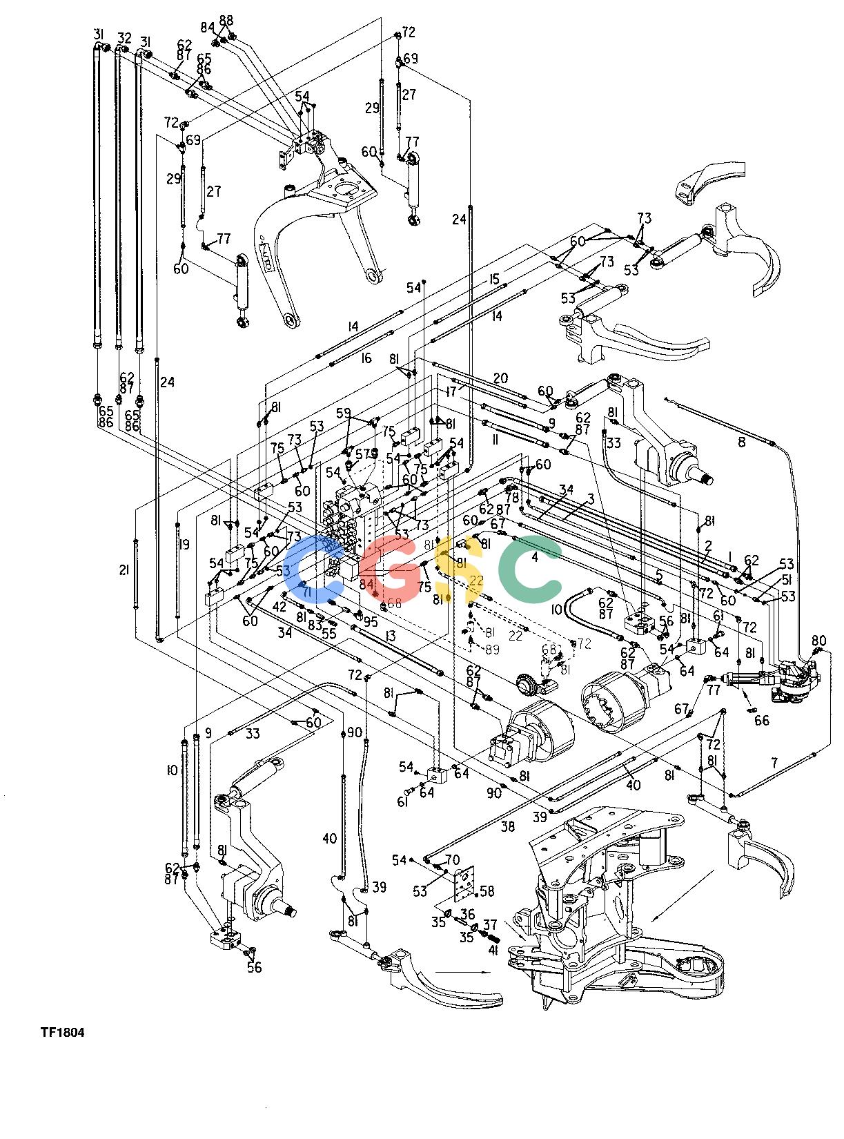 约翰迪尔零件查询758 HD - ATTACHMENTS ENGINE HYDRAULIC MOUNTING, SUPERCUT 100 F059285 11 46.A TF1804 [TF1804]EPC John Deere online