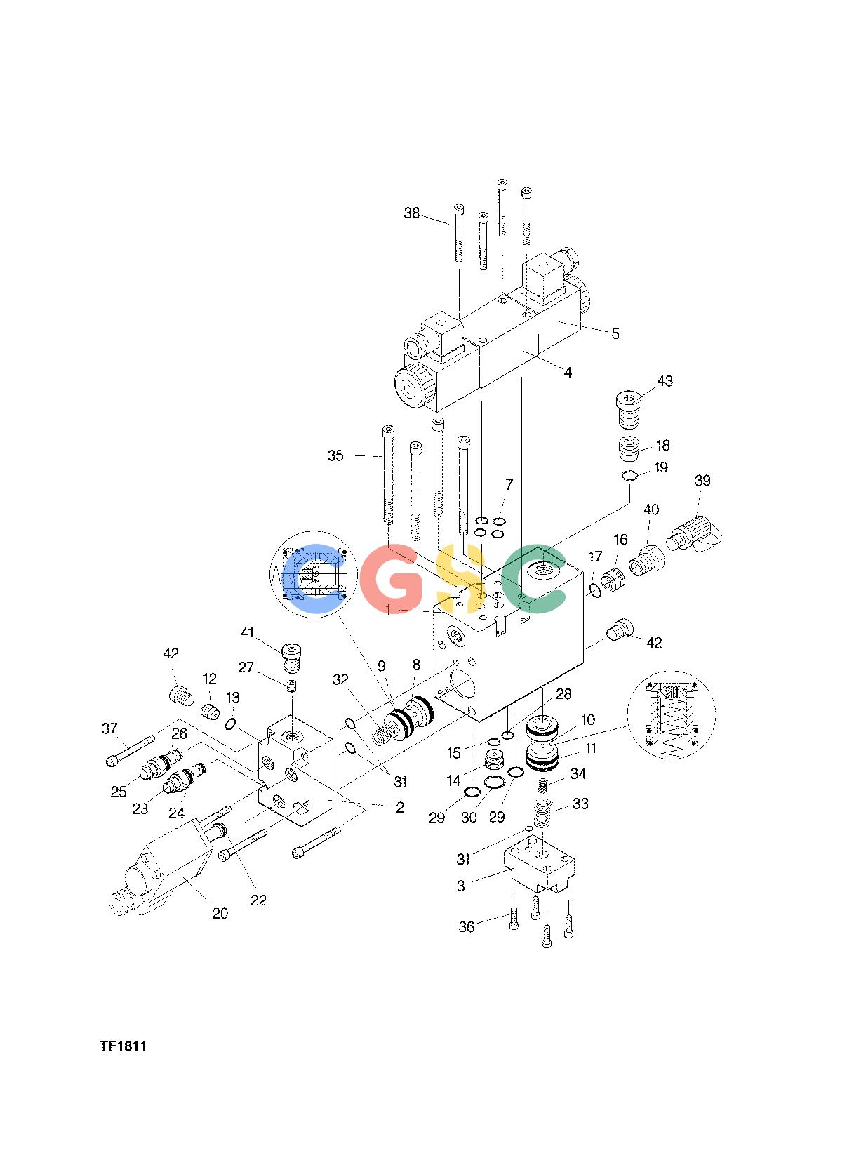 约翰迪尔零件查询758 HD - ATTACHMENTS ENGINE BLOCK, DELIMBING KNIVES F059285 11 68 TF1811 [TF1811]EPC John Deere online