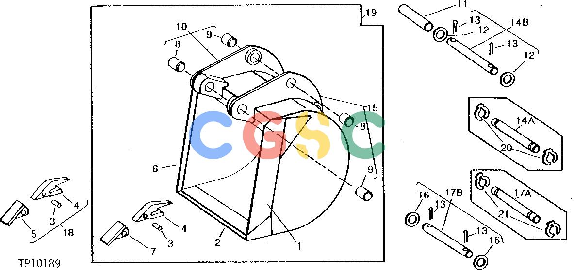 约翰迪尔零件查询9500 - BACKHOE REPLACEMENT HEAVY-DUTY BUCKETS (WITH CURVED PIVOT PLATES) [B05]EPC John Deere online