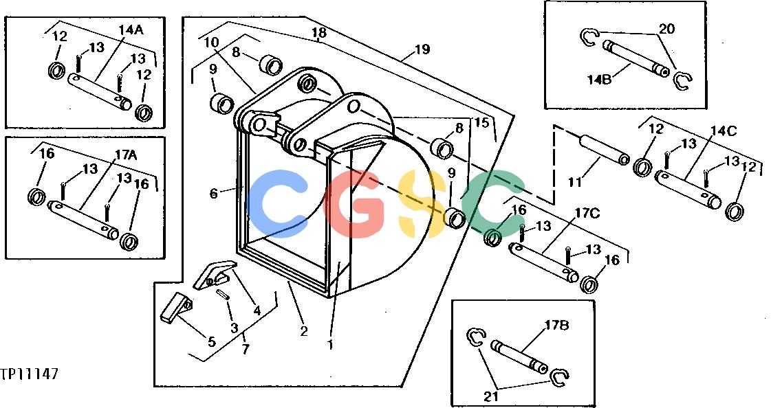 约翰迪尔零件查询410 - BACKHOE, LOADER HEAVY-DUTY BUCKETS (WITH CURVED PIVOT PLATES) [02I18]EPC John Deere online