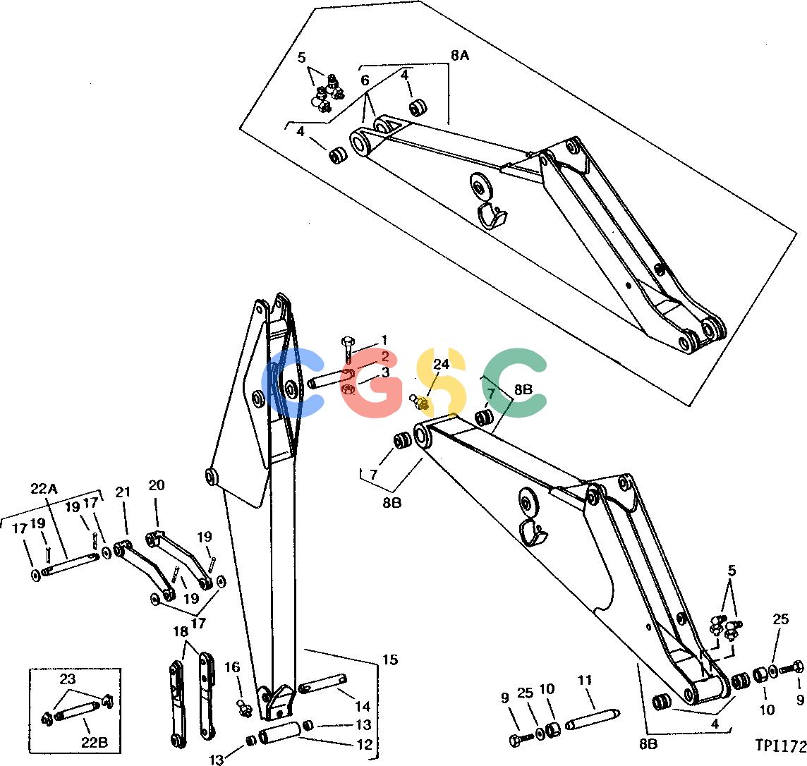 约翰迪尔零件查询9550 - BACKHOE BOOM AND DIPPERSTICK [A17]EPC John Deere online
