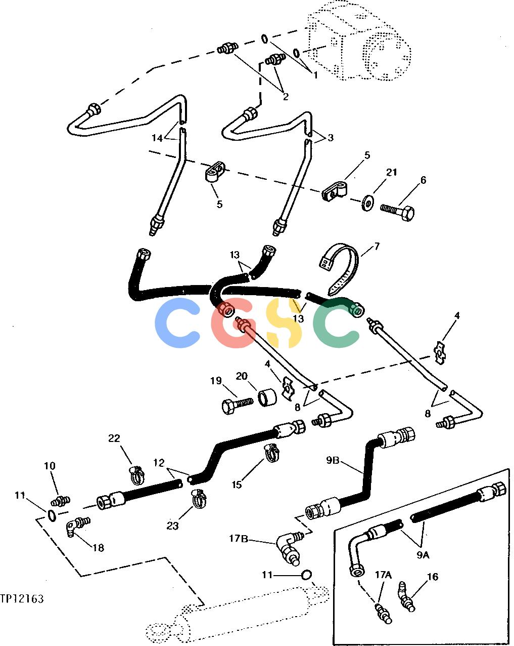 约翰迪尔零件查询410B - BACKHOE, LOADER STEERING VALVE TO CYLINDER OIL LINES [01I23]EPC John Deere online
