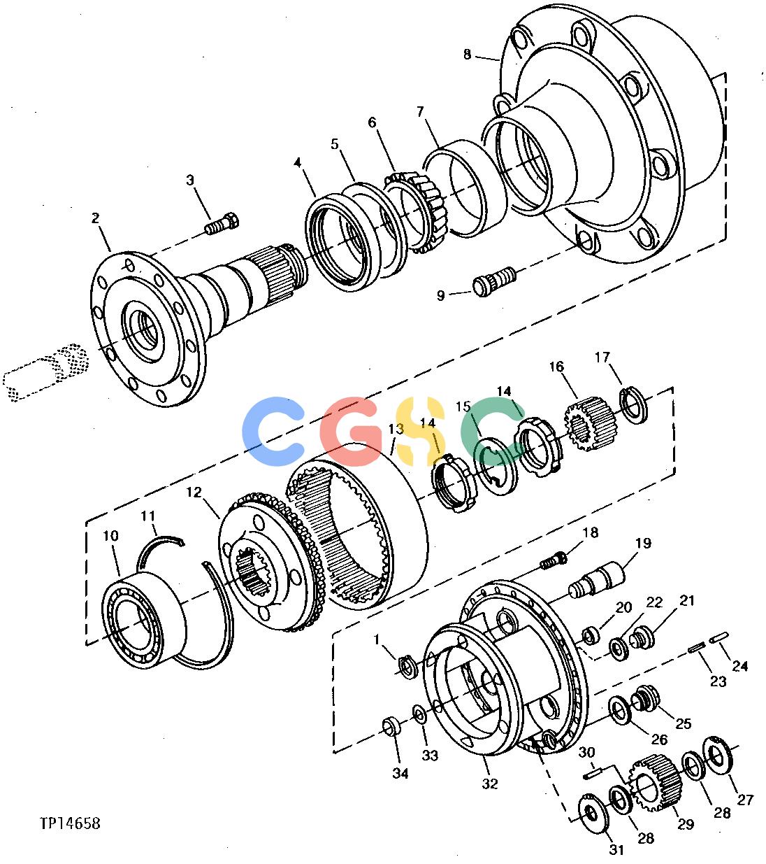 约翰迪尔零件查询410B - BACKHOE, LOADER PLANET PINION CARRIER (MECHANICAL FRONT WHEEL DRIVE) [01B19]EPC John Deere online