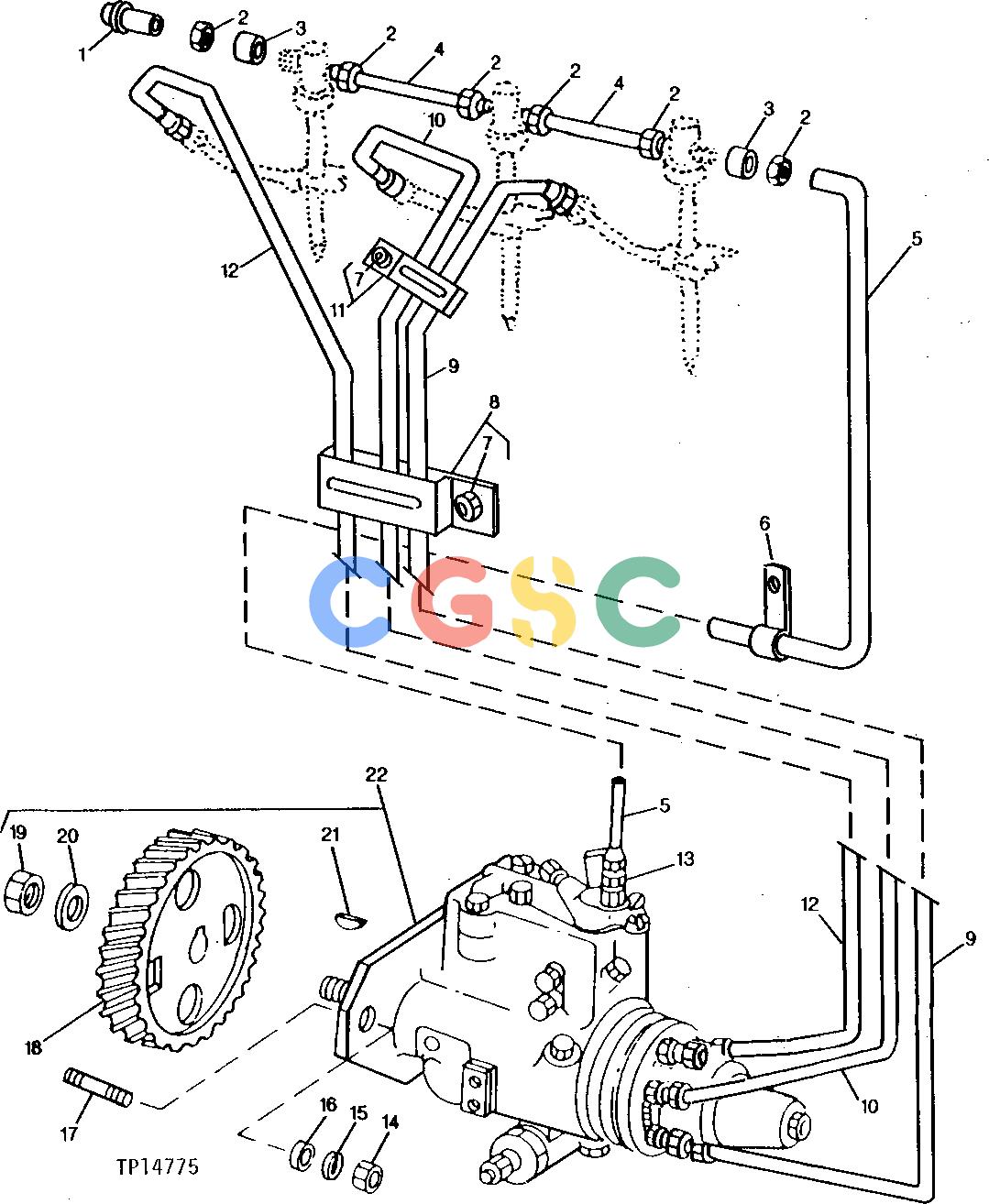 约翰迪尔零件查询300B - BACKHOE, LOADER FUEL INJECTION SYSTEM (ENGINE SERIAL NO. 127776- ) (MANUFACTURED 1983 - ) [01D18]EPC John Deere online