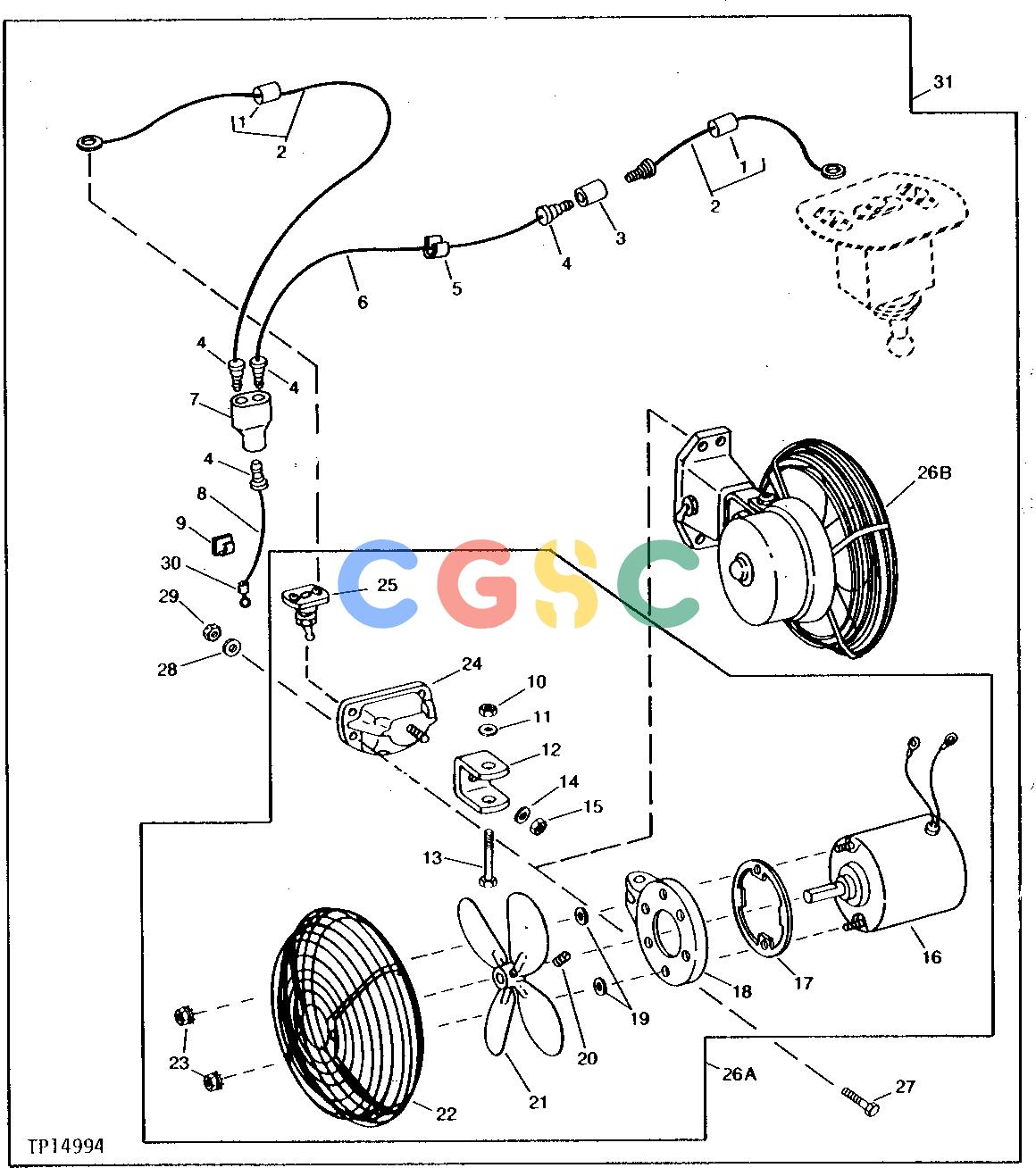 约翰迪尔零件查询410 - BACKHOE, LOADER DEFROSTER FAN AND WIRING [02D18]EPC John Deere online