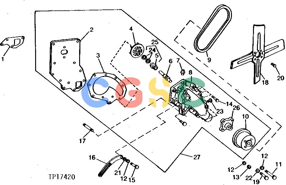 约翰迪尔零件查询310 - BACKHOE, LOADER WATER PUMP (SERIAL NO. 169358- ) (DIESEL) [01C17]EPC John Deere online
