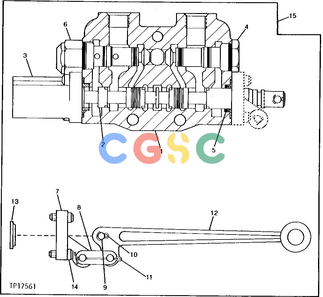 约翰迪尔零件查询210C - BACKHOE, LOADER Lift Section With Handle (Three-Point Hitch Valve) ( - 752372)EPC John Deere online