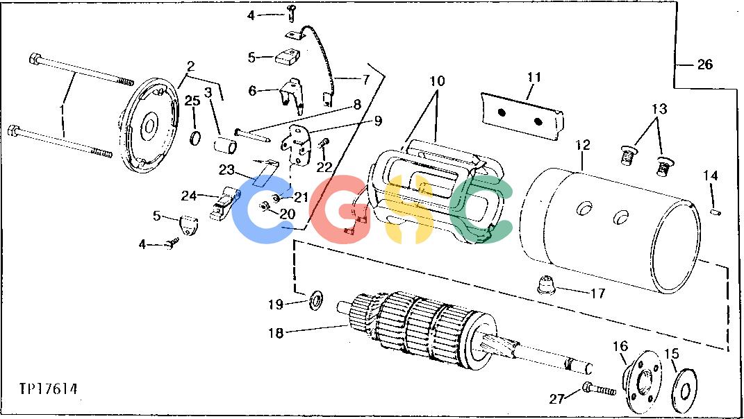 约翰迪尔零件查询410 - BACKHOE, LOADER REPLACEMENT STARTING MOTOR COIL ASSEMBLY, HOUSING AND ARMATURE (DIESEL) [02E18]EPC John Deere online