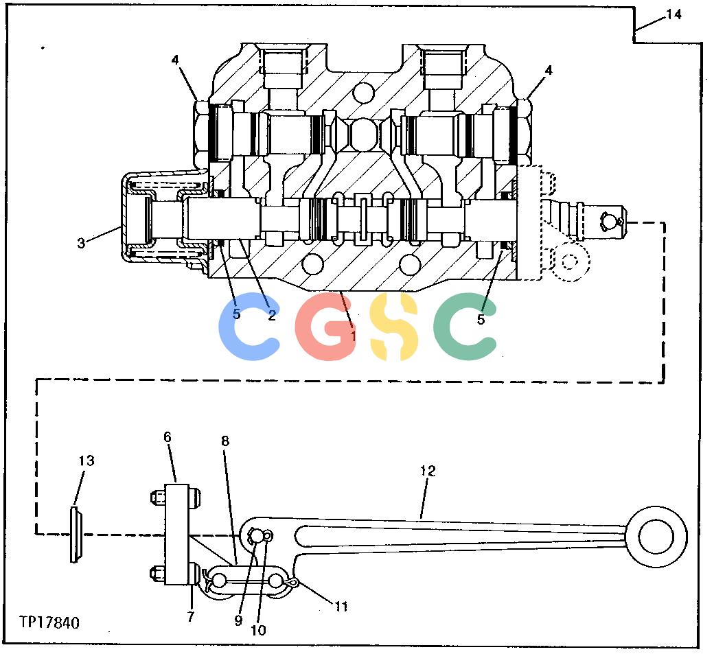 约翰迪尔零件查询210C - BACKHOE, LOADER Implement, Tilt And Pitch Sections With Handle (Three-Point Hitch Valve) ( - 752372)EPC John Deere online