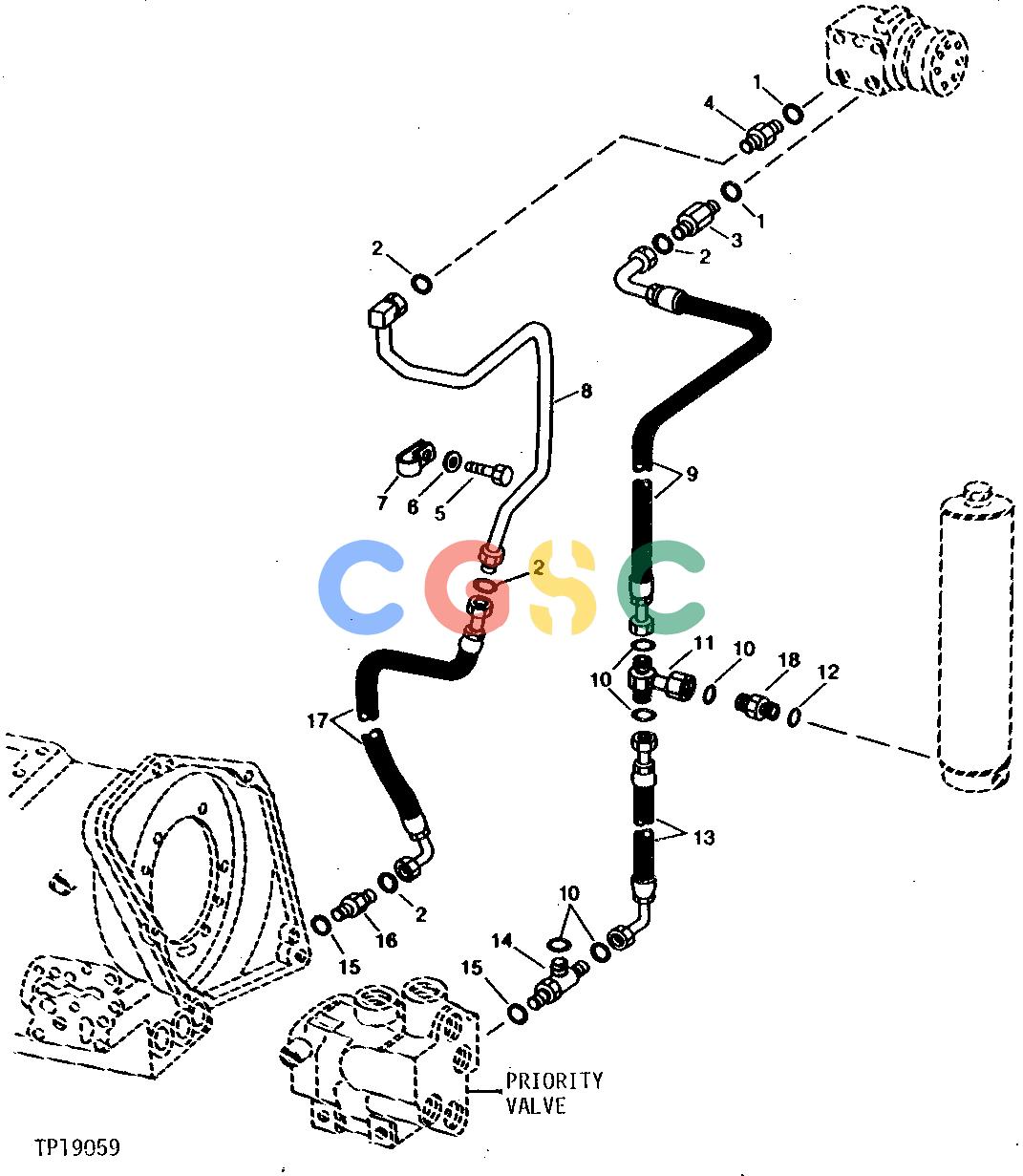 约翰迪尔零件查询410C - BACKHOE, LOADER STEERING VALVE PRESSURE AND RETURN HYDRAULICS [02G24]EPC John Deere online