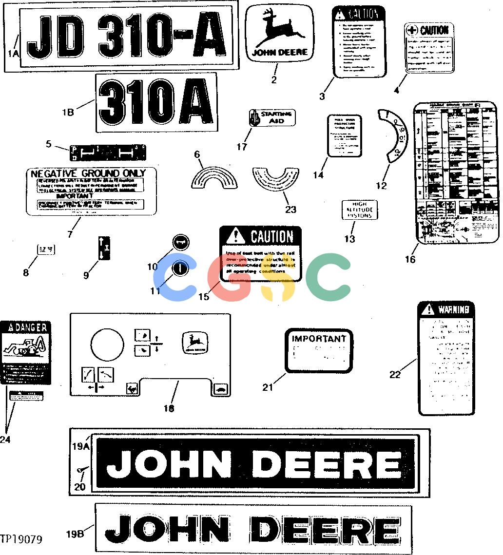 约翰迪尔零件查询310A - BACKHOE, LOADER DECALS AND LABELS (TRACTOR) [01I02]EPC John Deere online