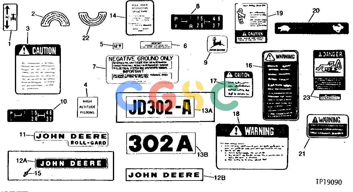约翰迪尔零件查询302A - BACKHOE, LOADER DECALS AND LABELS (TRACTOR) [02C17]EPC John Deere online
