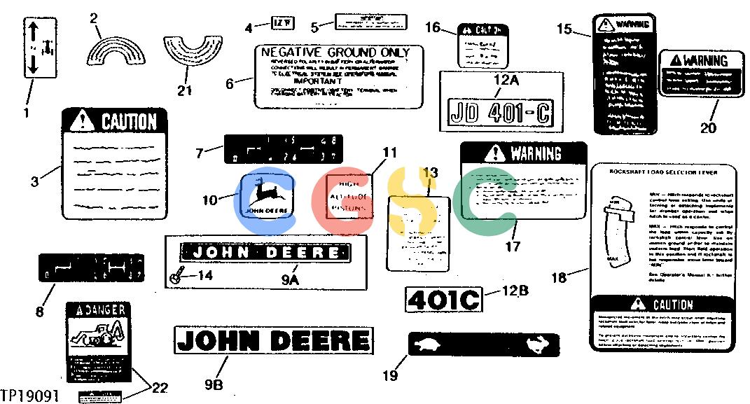 约翰迪尔零件查询401C - BACKHOE, LOADER DECALS AND LABELS [02C12]EPC John Deere online
