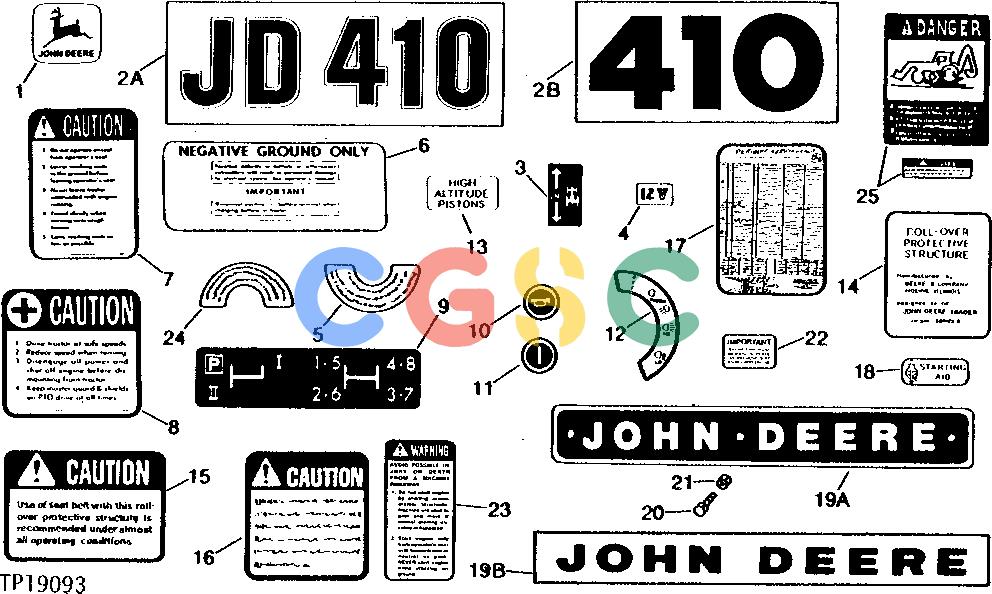 约翰迪尔零件查询410 - BACKHOE, LOADER DECALS (TRACTOR) [02F05]EPC John Deere online