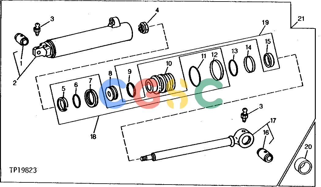 约翰迪尔零件查询410B - BACKHOE, LOADER POWER STEERING CYLINDER (WITHOUT MECHANICAL FRONT WHEEL DRIVE) [01I25]EPC John Deere online