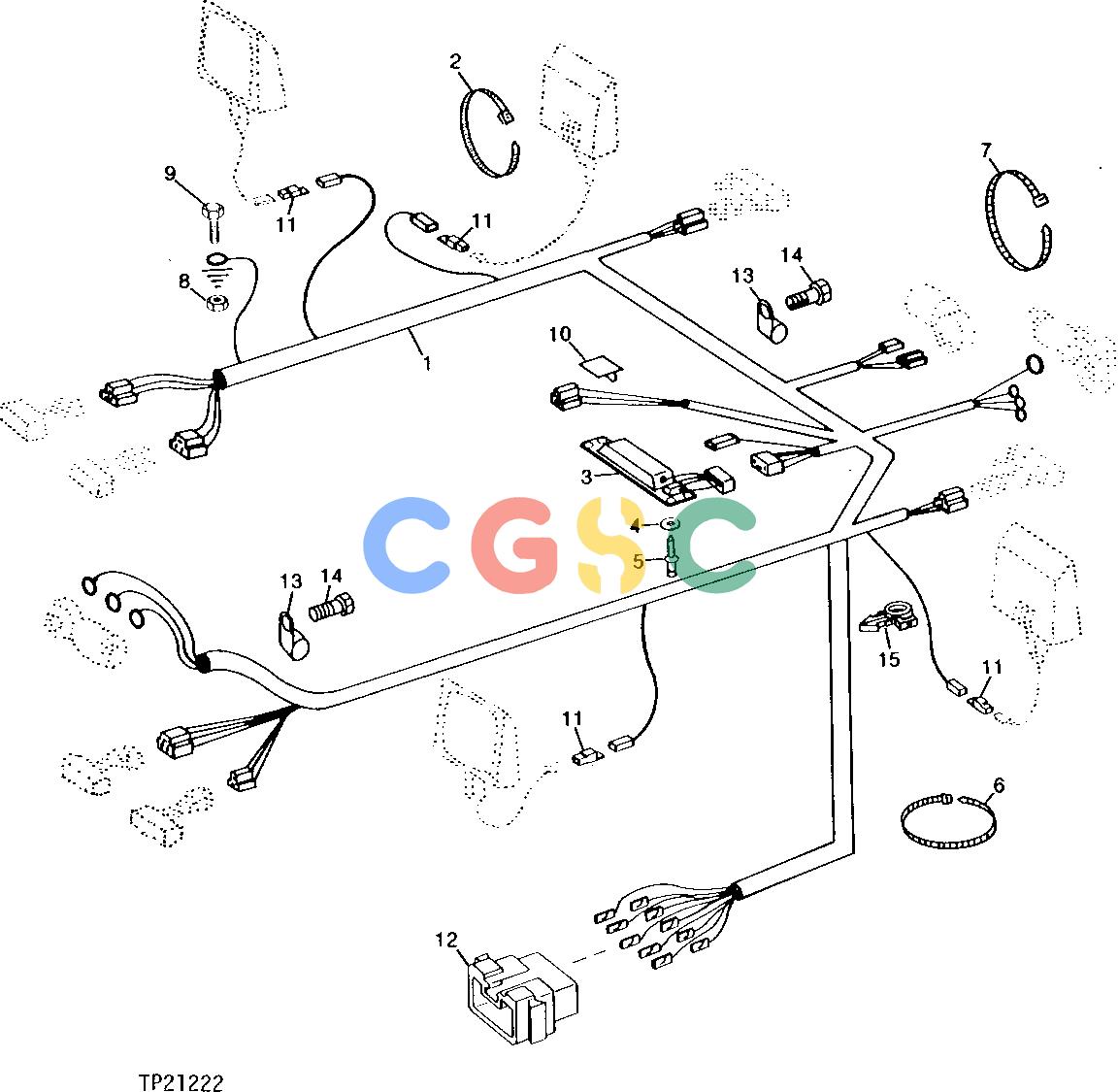 约翰迪尔零件查询315CH - BACKHOE, LOADER CAB WIRING HARNESS [01G13]EPC John Deere online