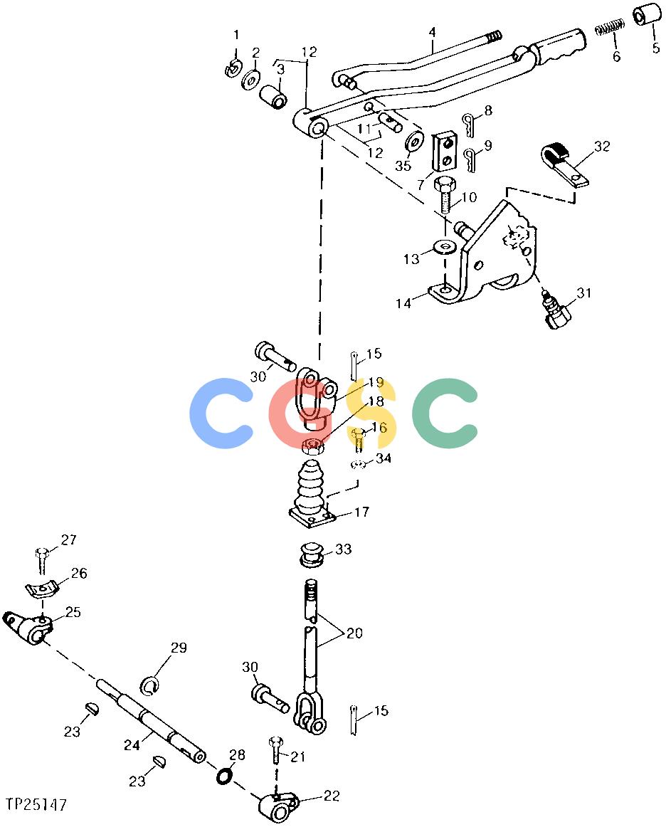 约翰迪尔零件查询315CH - BACKHOE, LOADER PARK BRAKE LEVER AND LINKAGE [01F15]EPC John Deere online