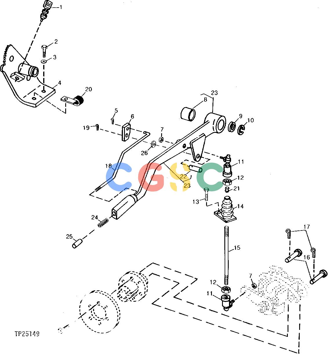约翰迪尔零件查询410C - BACKHOE, LOADER PARKING BRAKE LEVER AND LINKAGE [02H24]EPC John Deere online
