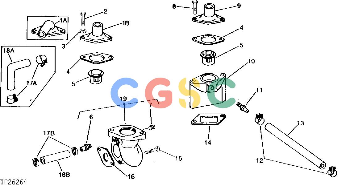 约翰迪尔零件查询302A - BACKHOE, LOADER THERMOSTAT HOUSING ASSEMBLY [01C20]EPC John Deere online