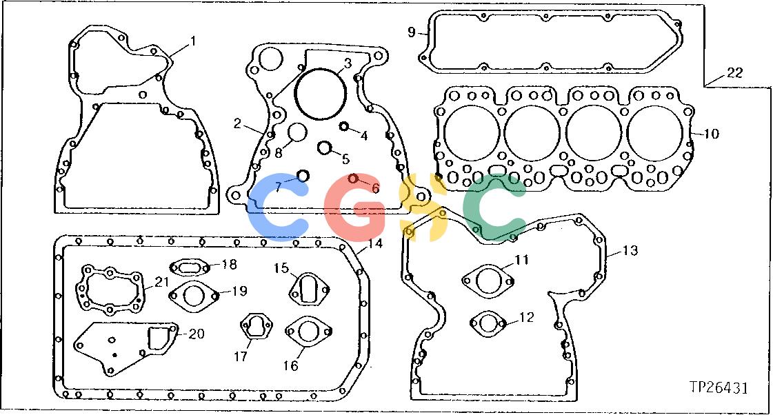 约翰迪尔零件查询401C - BACKHOE, LOADER ENGINE OVERHAUL GASKET SET (DIESEL) [02C02]EPC John Deere online