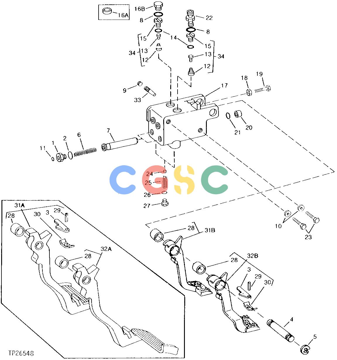 约翰迪尔零件查询310C - BACKHOE, LOADER BRAKE VALVE AND PEDALS [01J12]EPC John Deere online