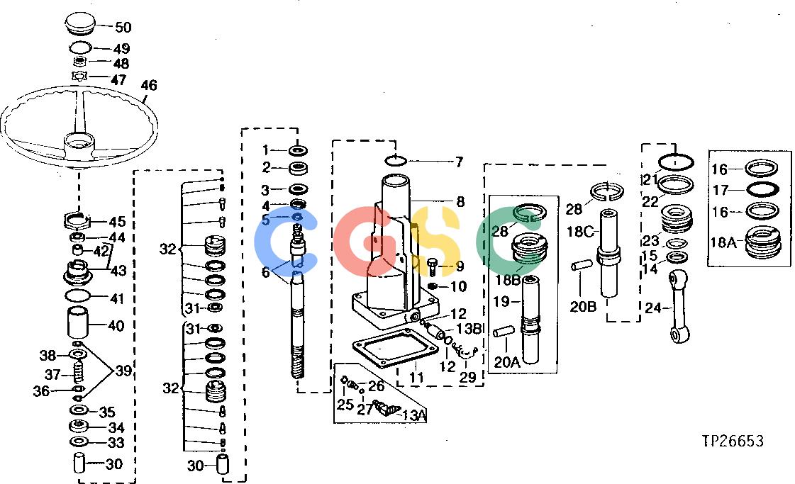 约翰迪尔零件查询310 - BACKHOE, LOADER POWER STEERING VALVE HOUSING, WHEEL AND SHAFT (SERIAL NO. -163706) [01F15]EPC John Deere online