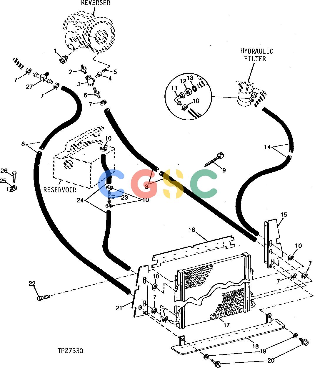 约翰迪尔零件查询315C - BACKHOE, LOADER HYDRAULIC OIL COOLER AND REVERSER PLUMBING [02I10]EPC John Deere online
