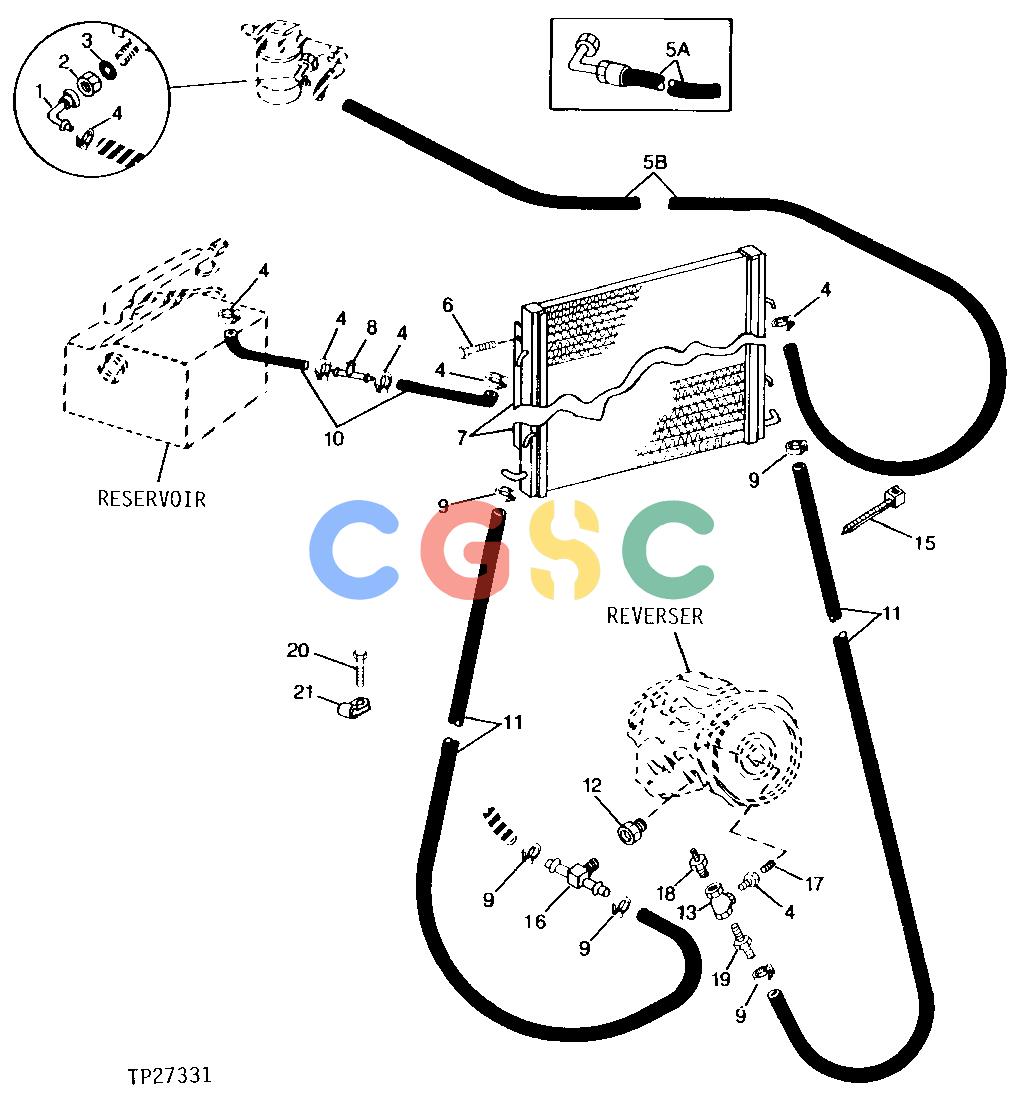 约翰迪尔零件查询315CH - BACKHOE, LOADER HYDRAULIC OIL COOLER AND REVERSER PLUMBING [01K21]EPC John Deere online