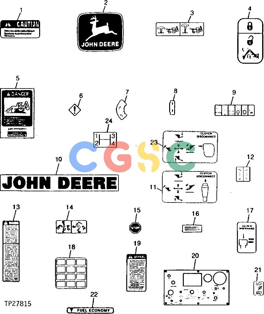 约翰迪尔零件查询315CH - BACKHOE, LOADER DECALS AND LABELS [01F19]EPC John Deere online