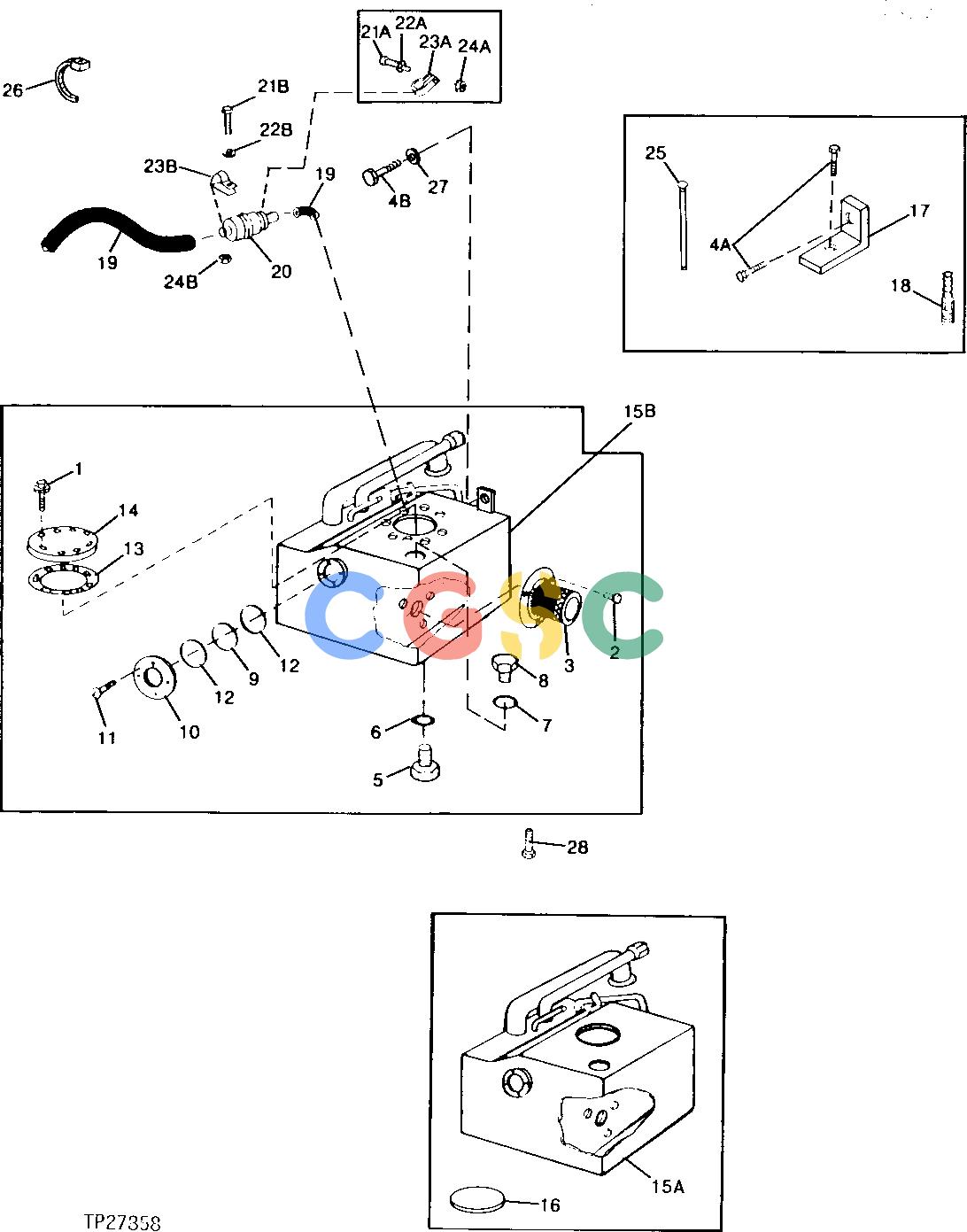 约翰迪尔零件查询315CH - BACKHOE, LOADER MAIN HYDRAULIC SYSTEM RESERVOIR [01K19]EPC John Deere online