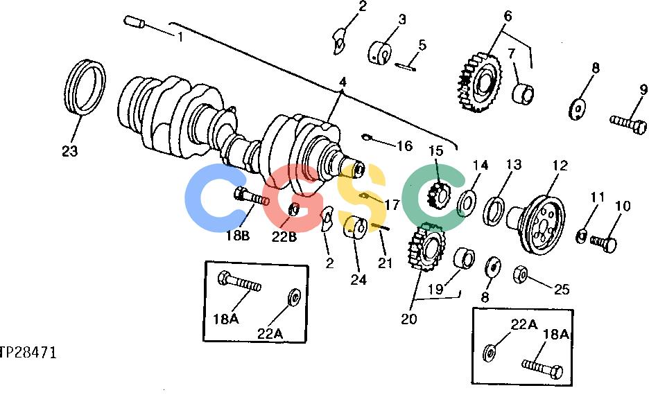 约翰迪尔零件查询310 - BACKHOE, LOADER CRANKSHAFT AND IDLER GEARS [01B08]EPC John Deere online