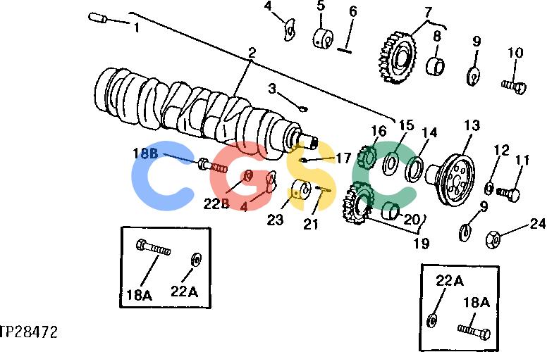 约翰迪尔零件查询410 - BACKHOE, LOADER CRANKSHAFT AND IDLER GEARS [01B21]EPC John Deere online