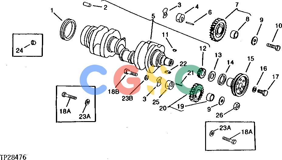 约翰迪尔零件查询302A - BACKHOE, LOADER CRANKSHAFT AND IDLER GEARS [01B16]EPC John Deere online